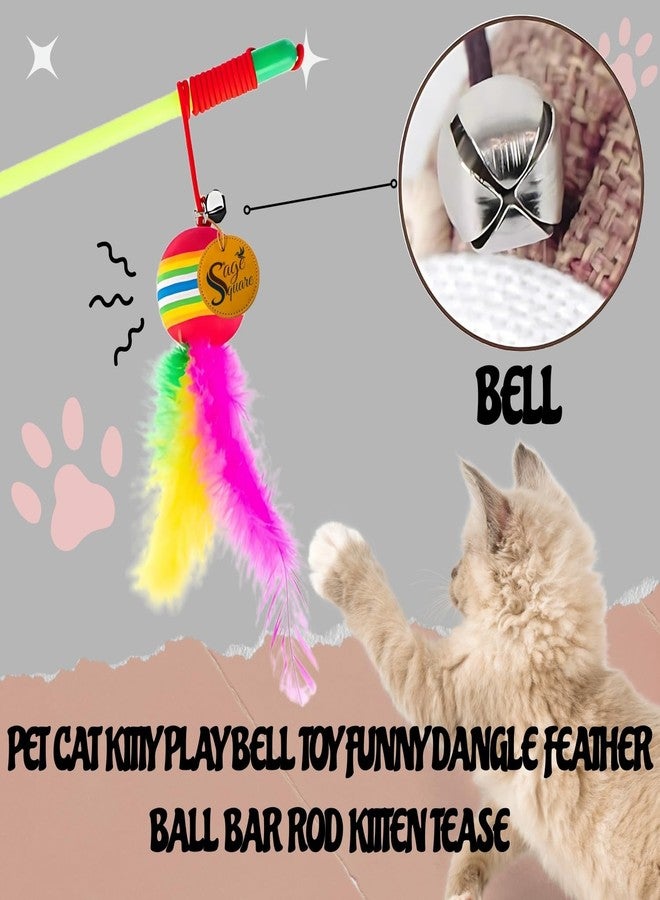 Sage Square Cat, Kitten Teaser Stick - Interactive Cat Toy with Feather, Bell, String for Playtime Fun, Exercise & Engage Your Cat’s Natural Hunting Instincts, Exciting & Safe Teaser Toy (Type 1) - Image 4